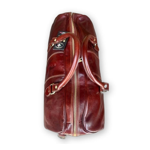 Classic Brown Leather Carry On Duffel Bag