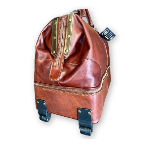 Trolley in cuoio con doppio fondo | Borsone da viaggio artigianale Made in Italy – Cuoieria Italiana