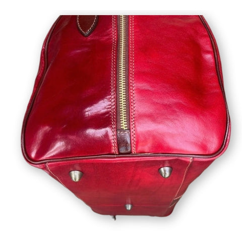Borsone in pelle rossa – Bagaglio a mano artigianale | Made in Italy – Cuoieria Italiana