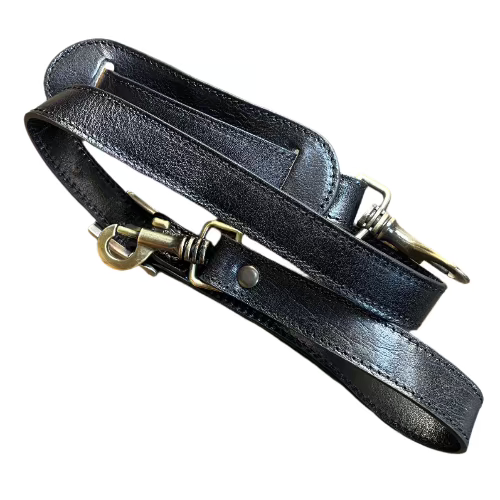 Borsone in pelle nero con tricolore da bagaglio a mano tracolla