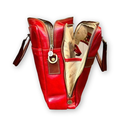 Fenice - Double Compartment Leather Laptop Briefcase