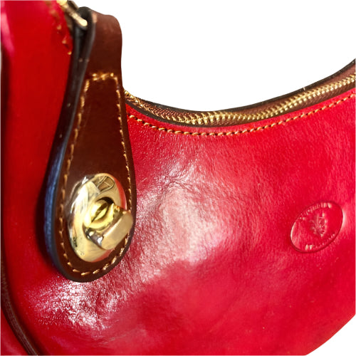 Eterna - borsa piccola in pelle a mezzaluna dettagli