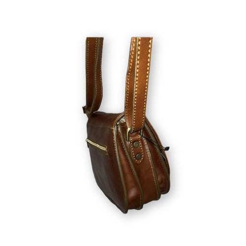 Old style large postman bag in natural leather