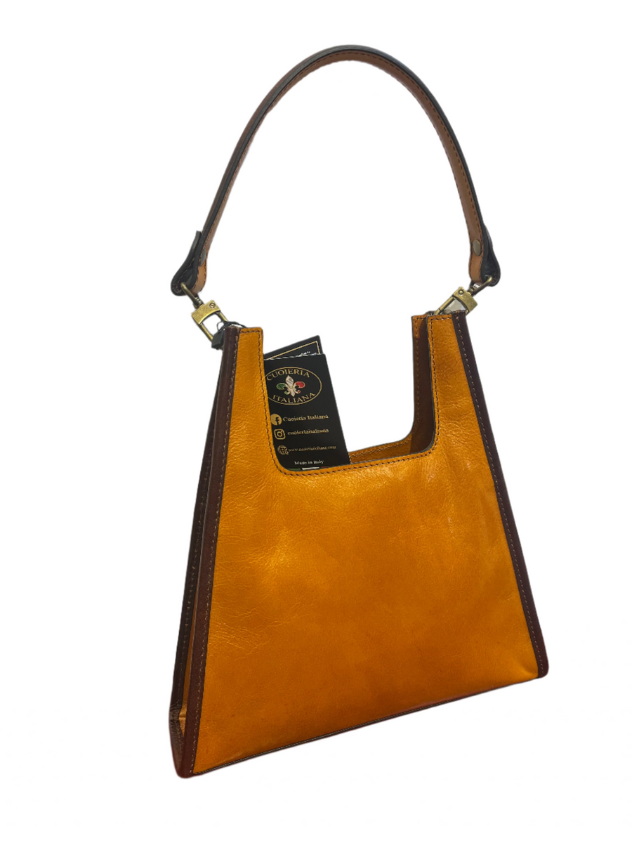 Piramide – Borsa a tracolla in pelle da donna | Fatta a mano in cuoio Made in Italy – Cuoieria Italiana