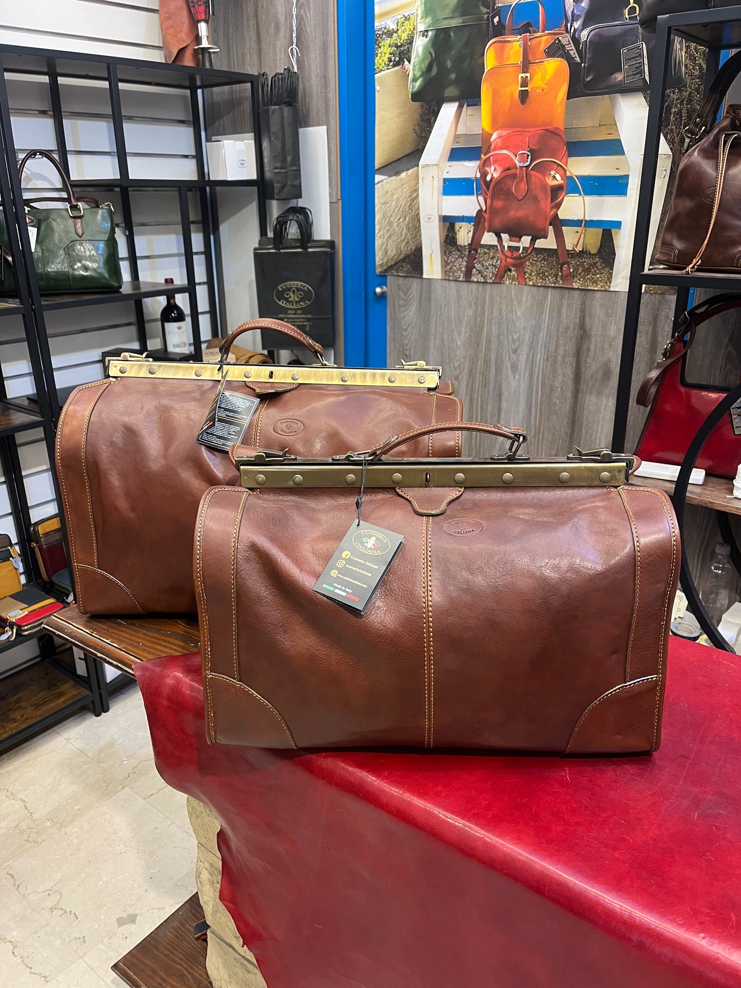 Medium Size Doctor's Leather Bag with Iron