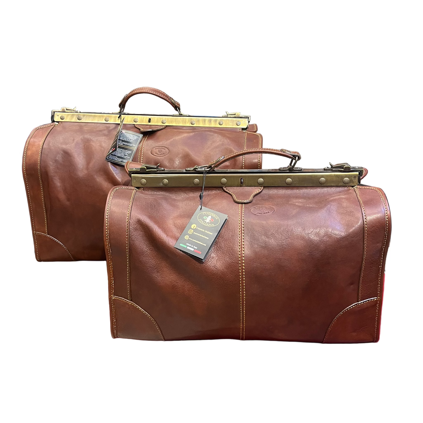 Borsa da medico in pelle | Valigia media e grande con ferro-Cuoieria Italiana