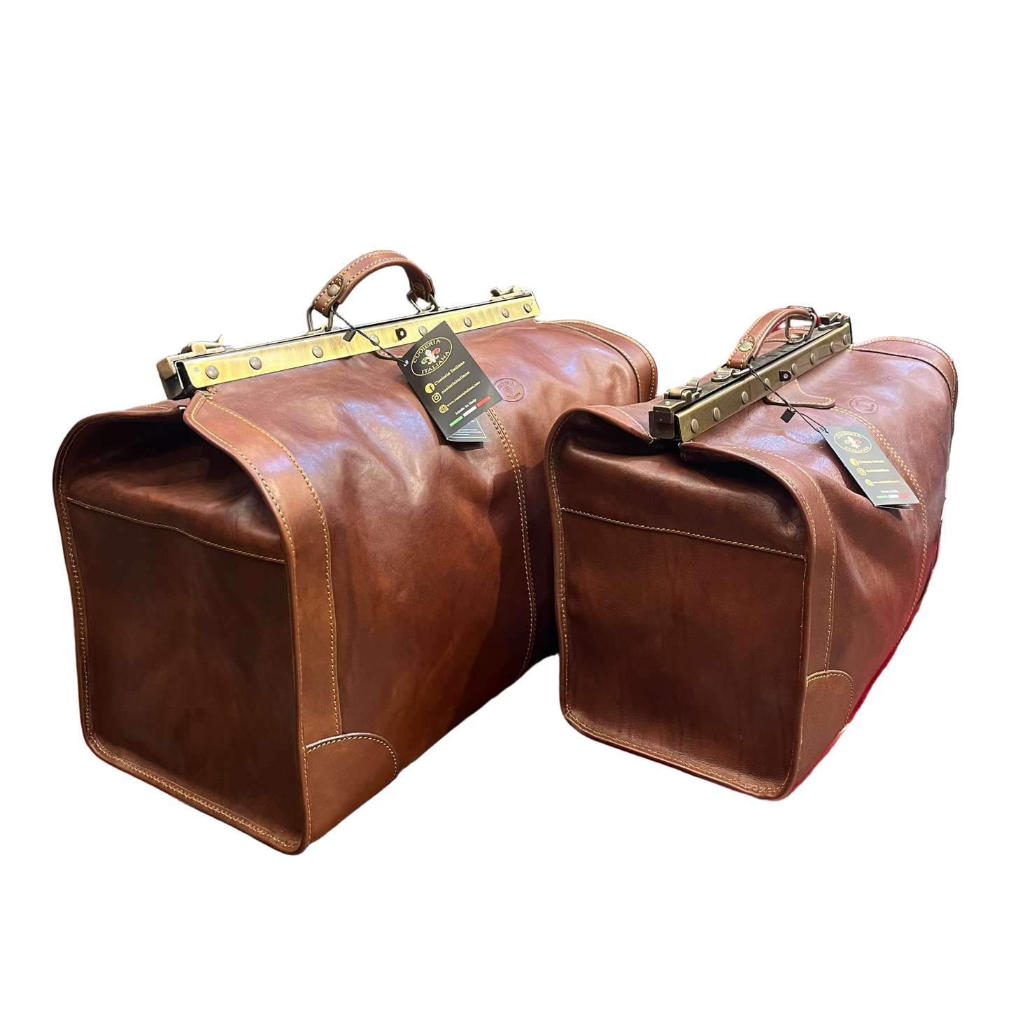 Borsa da medico in pelle | Valigia media e grande con ferro-Cuoieria Italiana