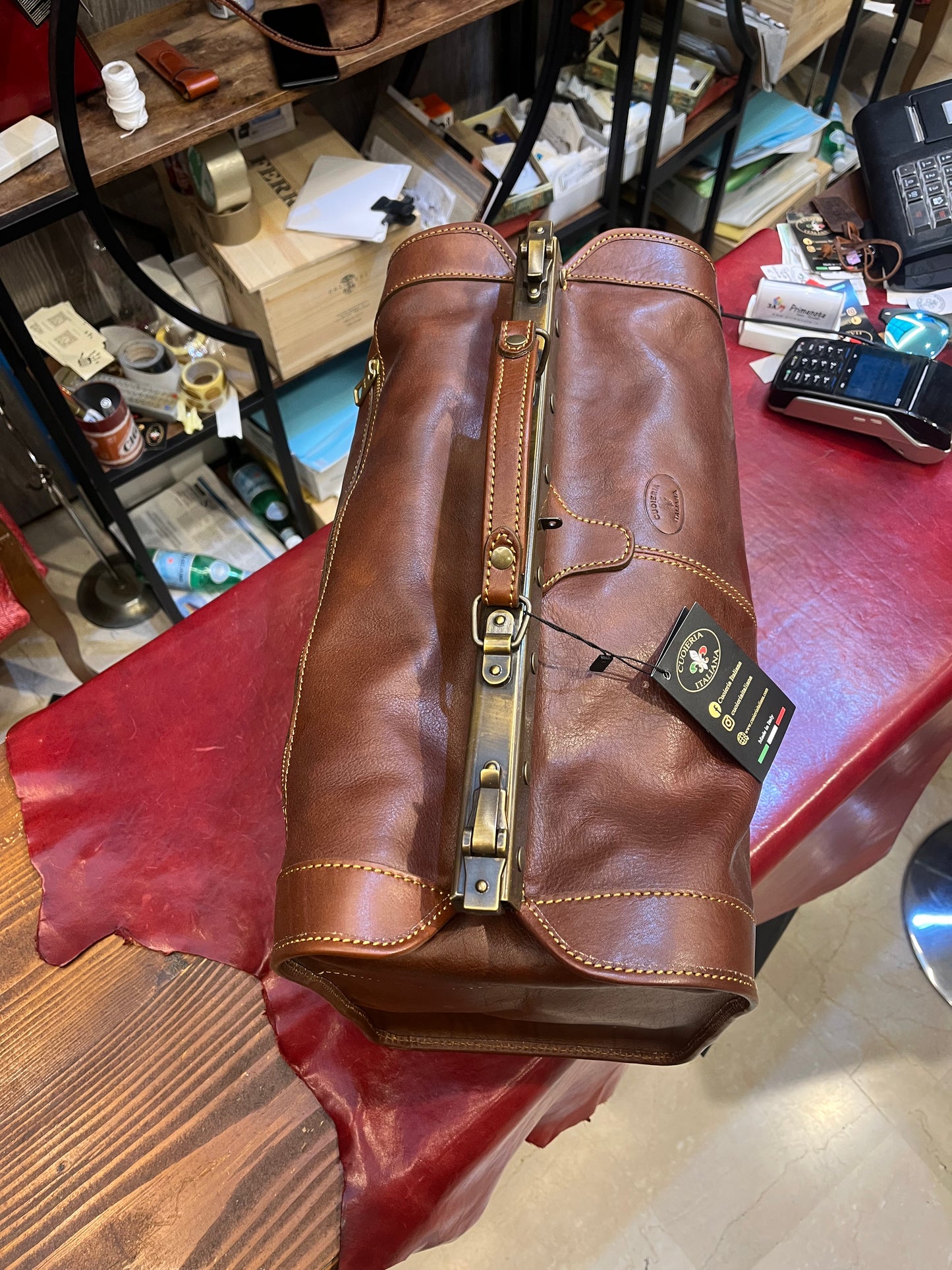 Medium Size Doctor's Leather Bag with Iron