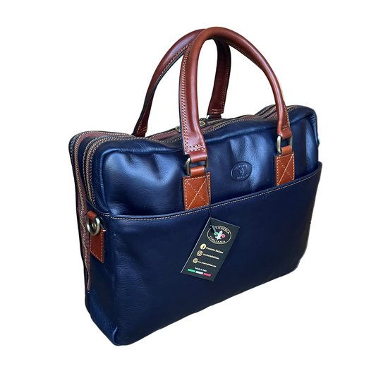 Fenice - Mallette en cuir à double compartiment pour ordinateur portable