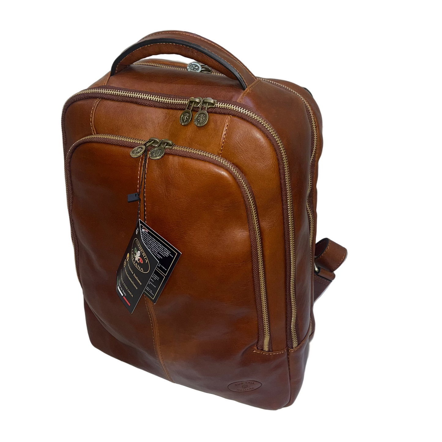 Zaino da lavoro in pelle porta computer a 3 scomparti | Artigianale Made in Italy – Cuoieria Italiana