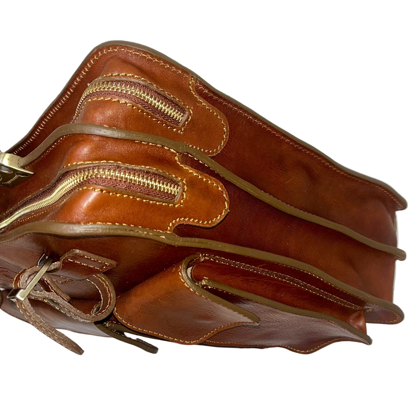 Cartables classique en cuir naturel avec porte-parapluie