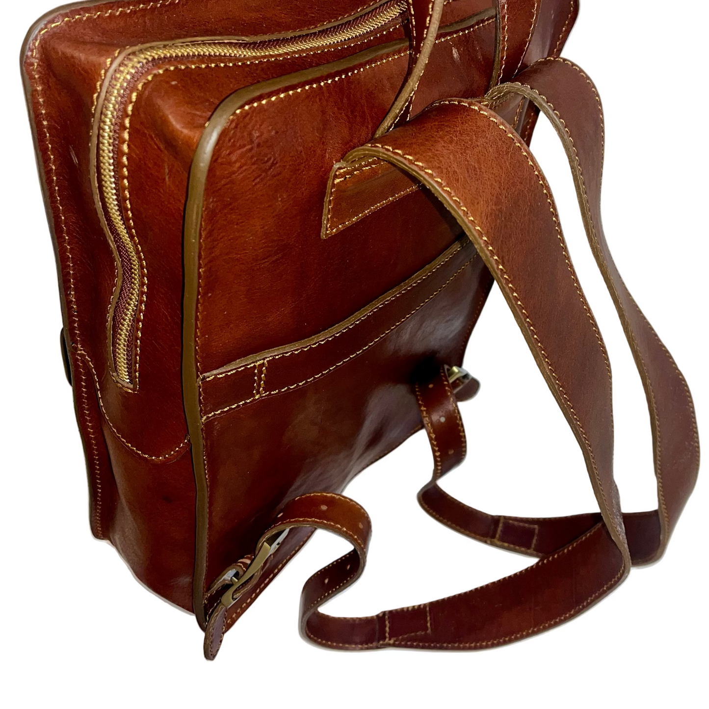 Zaino classico in cuoio naturale con porta ombrello | Artigianale Made in Italy – Cuoieria Italiana