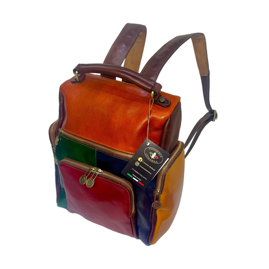 Zaino multicolor in pelle | Zaino unisex artigianale Made in Italy – Cuoieria Italiana