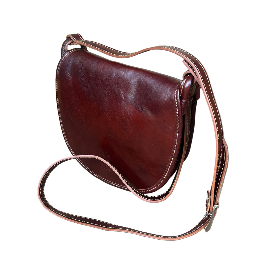 Iris borsa postino a tracolla in pelle marrone da donna made in italy cuoieria italiana