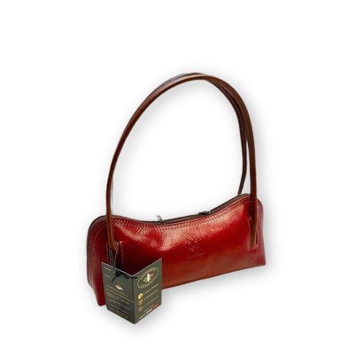 Serena Firenze - borsa a spalla in pelle rossa e marrone
