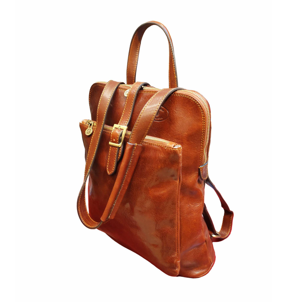 Spartacus Zaino a tracolla in pelle marrone classico porta PC Made in Italy Cuoieria Italiana