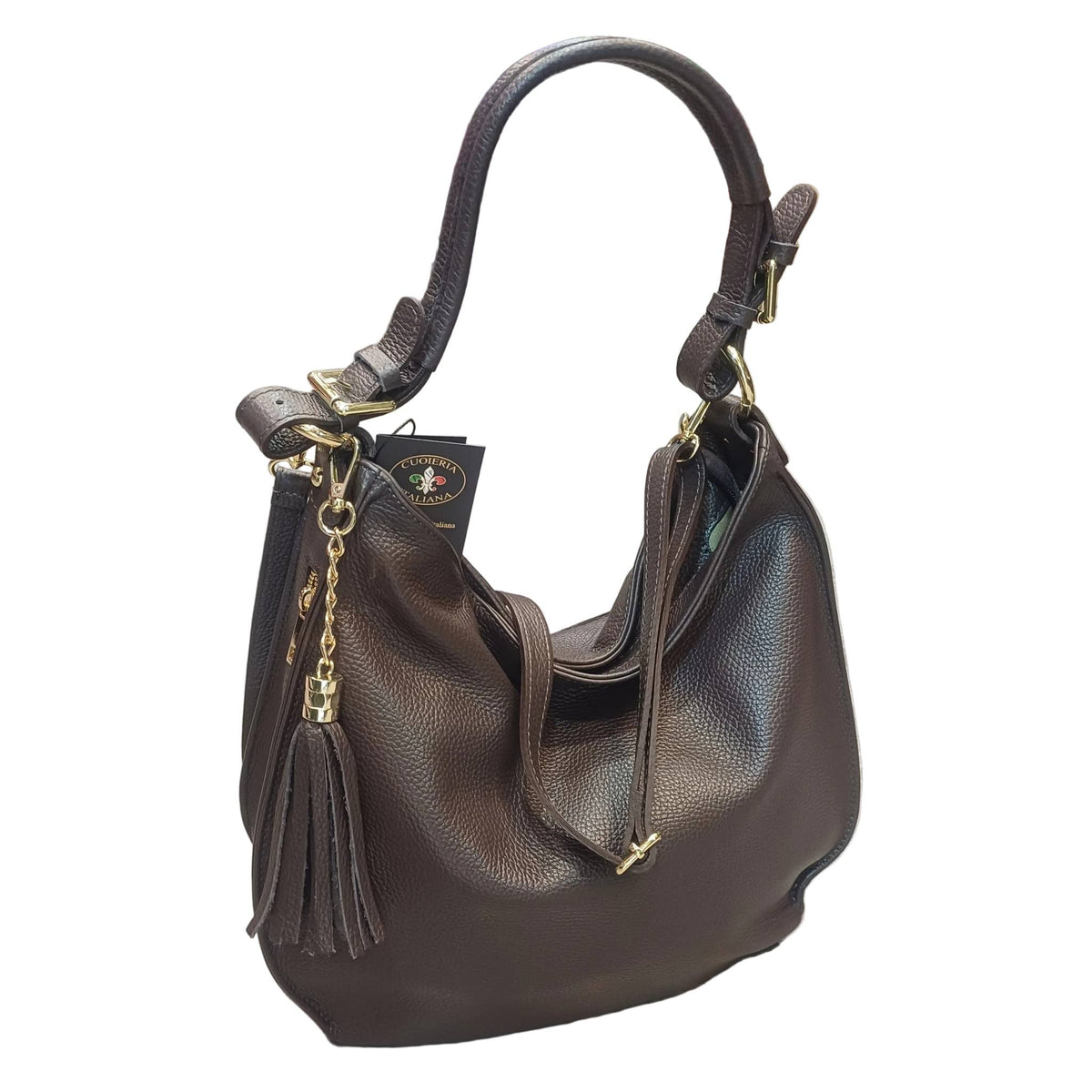 borsa grande in vitello martellato da donna borsa in pelle marrone scuro testa di moro fatta a mano made in italy cuoieria italiana