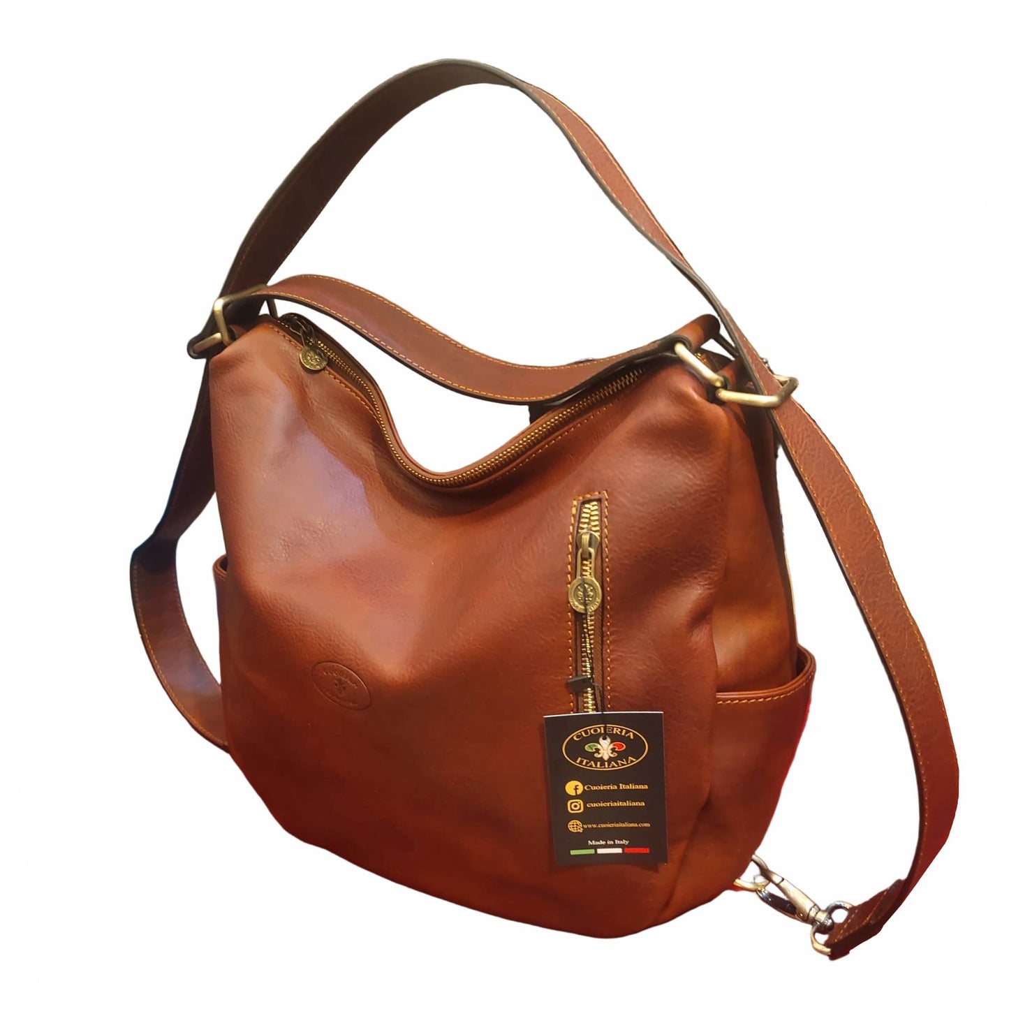 borsa zaino da donna in cuoio marrone opaco vera pelle artigianale made in italy cuoieria italiana