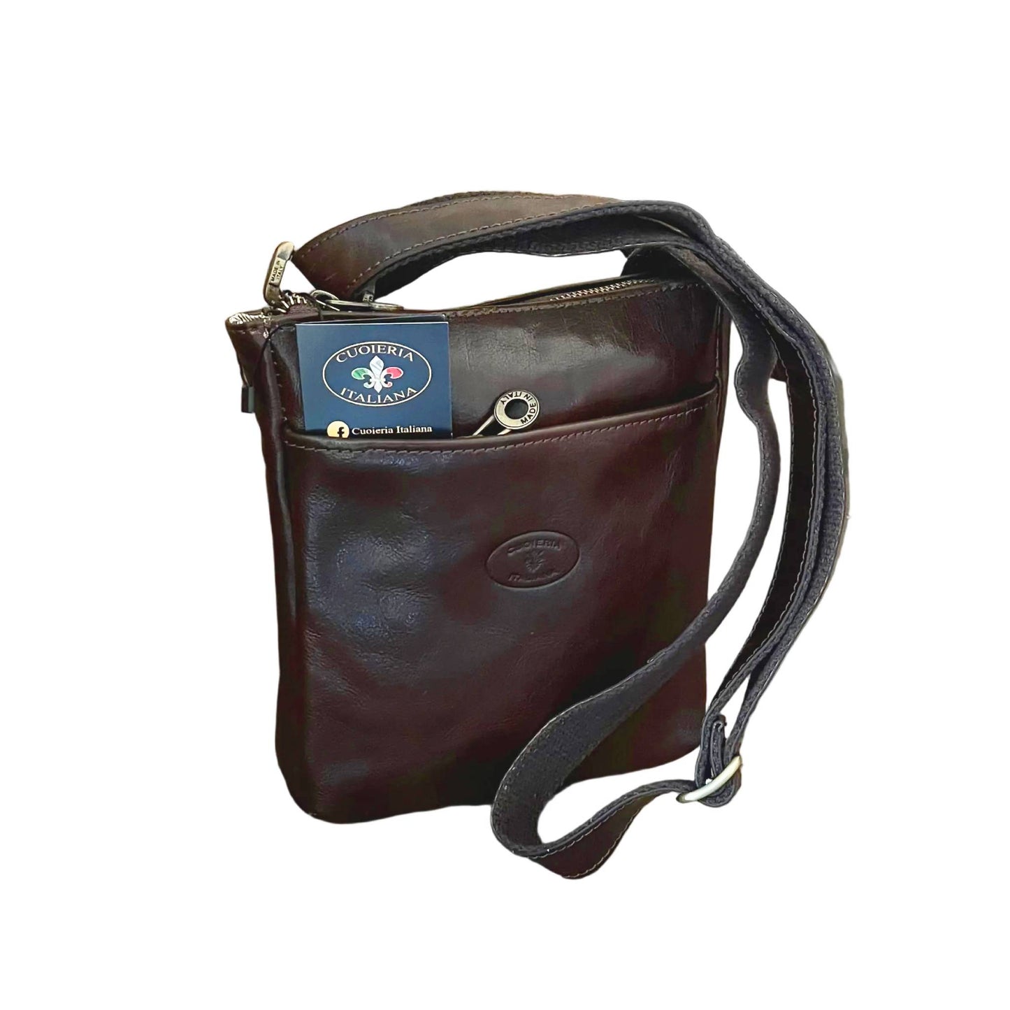 borsello wild in pelle testa di moro accessorio da uomo in cuoio artigianale made in italy cuoieria italiana