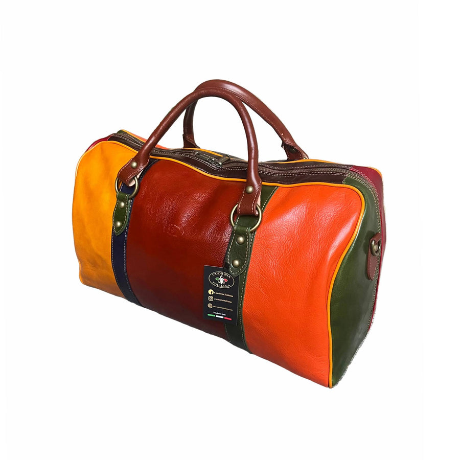 borsone in pelle multicolor bagaglio a mano artigianale made in italy cuoieria italiana