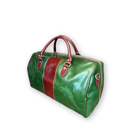 borsone in pelle verde bagaglio a mano