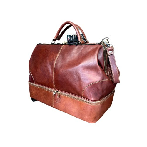 Trolley in cuoio con doppio fondo | Borsone da viaggio artigianale Made in Italy – Cuoieria Italiana