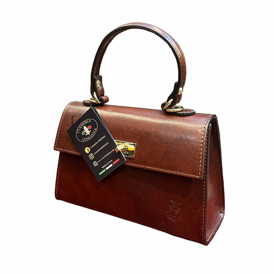 cometa borsa a tracolla in pelle marrone classico da donna borsa fatta a mano in cuoio made in italy cuoieria italiana