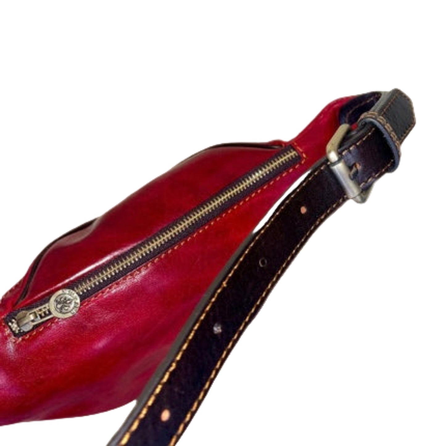 dietro tracolla Omega Marsupio in pelle rosso accessorio artigianale unisex Made in Italy Cuoieria Italiana