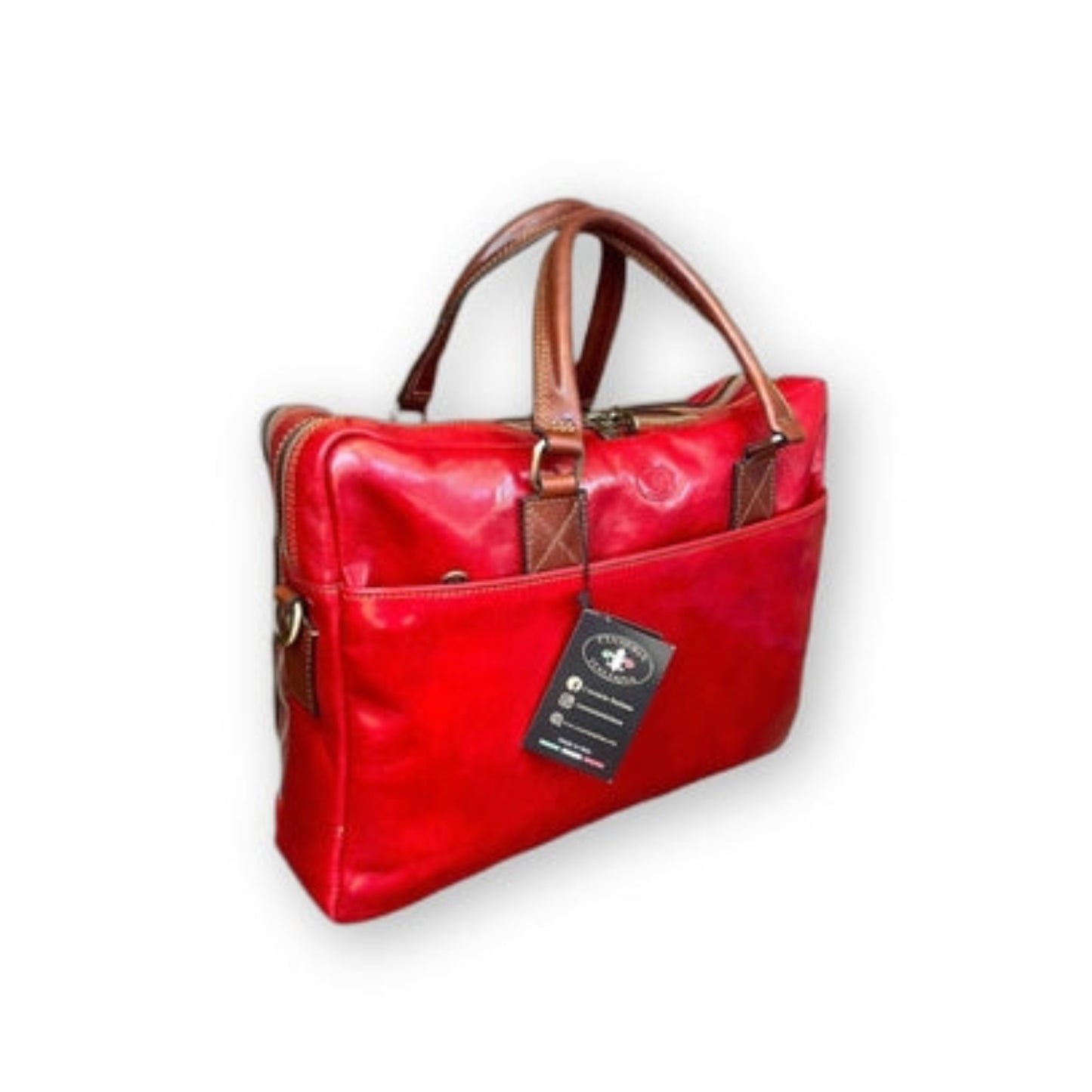 fenix cartella in pelle rossa borsa porta computer a doppio scomparto made in Italy cuoieria italiana