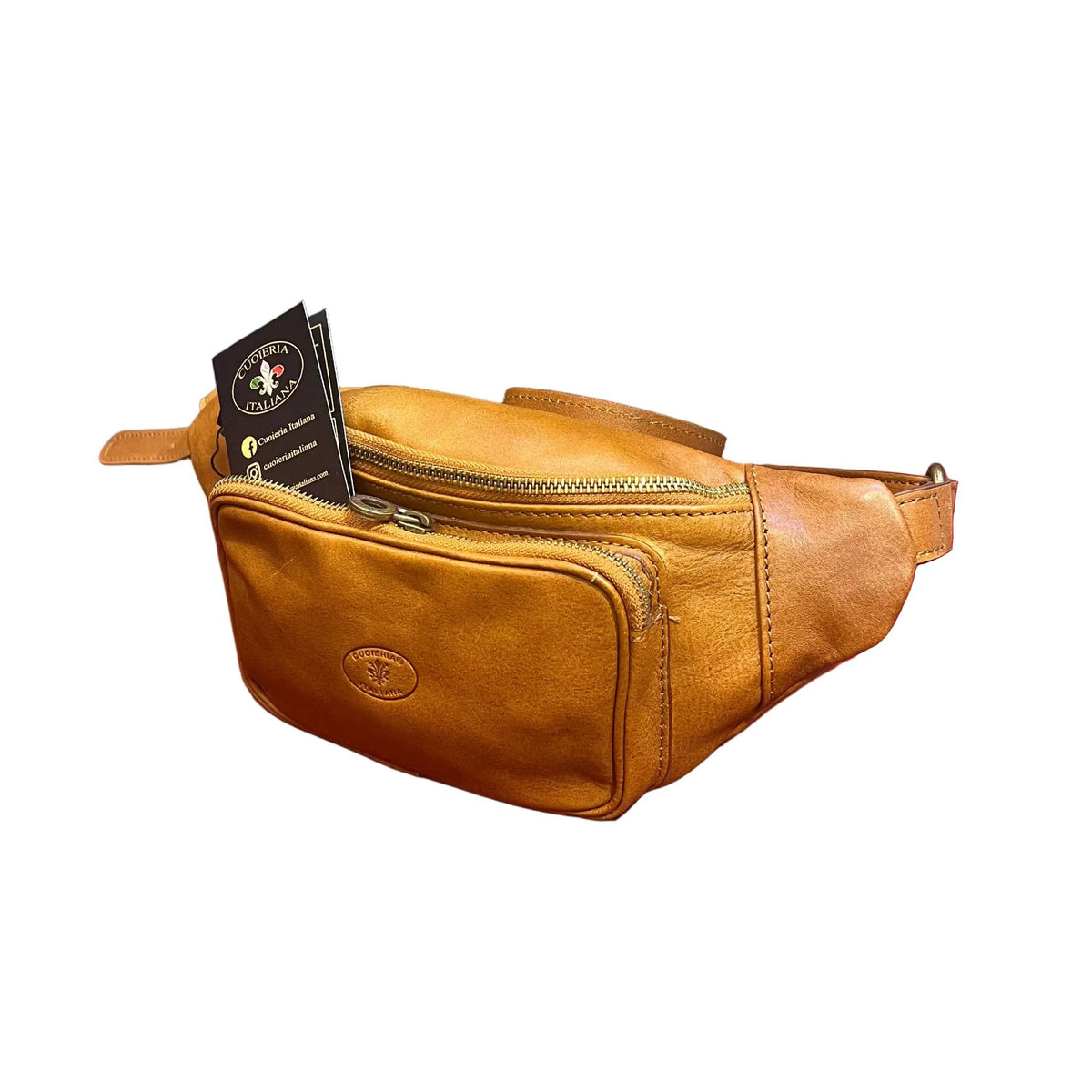 marsupio classico in pelle tinta cuoio naturale opaco per uomo e donna accessorio fatto a mano in cuoio made in italy cuoieria italiana