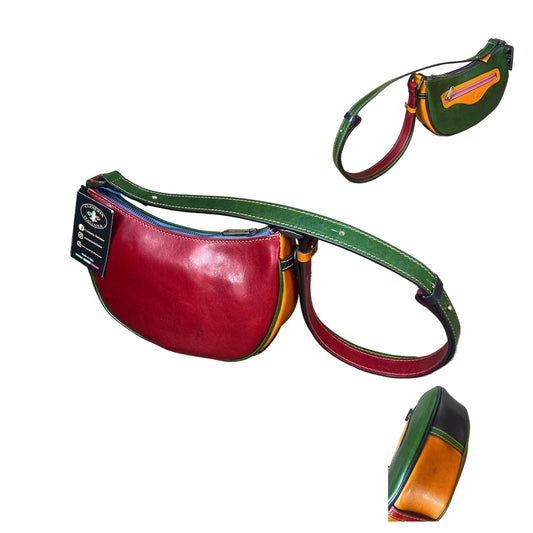 Tramonto – Borsa a mezzaluna in pelle da donna | Piccola ed elegante Made in Italy – Cuoieria Italiana