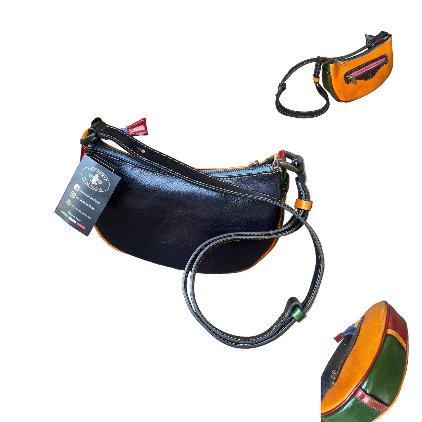 Tramonto – Borsa a mezzaluna in pelle da donna | Piccola ed elegante Made in Italy – Cuoieria Italiana
