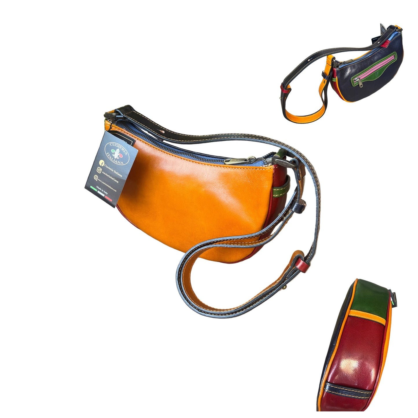 Tramonto – Borsa a mezzaluna in pelle da donna | Piccola ed elegante Made in Italy – Cuoieria Italiana