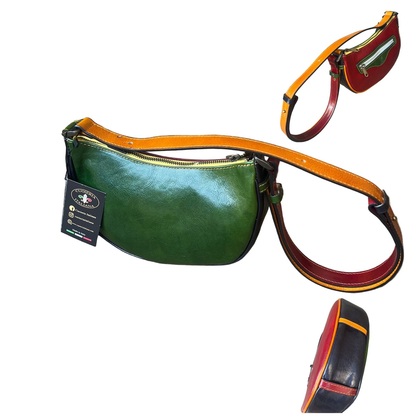Tramonto – Borsa a mezzaluna in pelle da donna | Piccola ed elegante Made in Italy – Cuoieria Italiana
