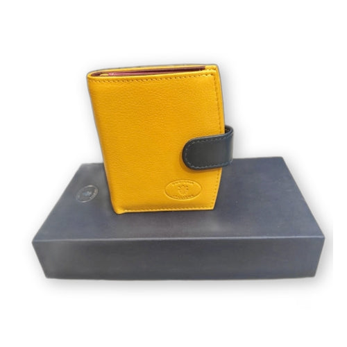 portafoglio piccolo in pelle giallo artigianale made in italy cuoieria italiana