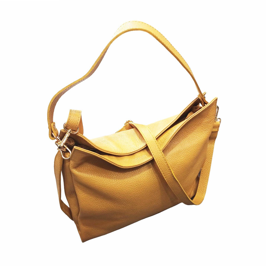 shopper in vitello martellato da donna borsa in pelle gialla made in italy cuoieria italiana