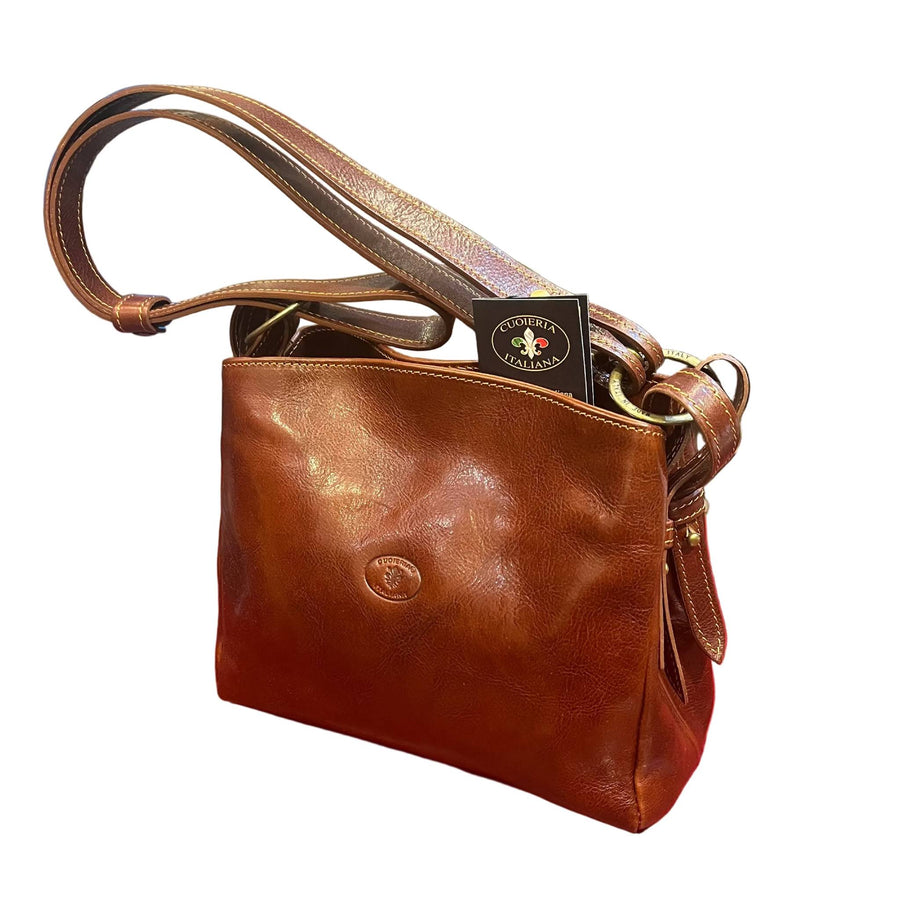 shopper piccola in cuoio da donna borsa in pelle marrone fatta a mano made in italy cuoieria italiana®