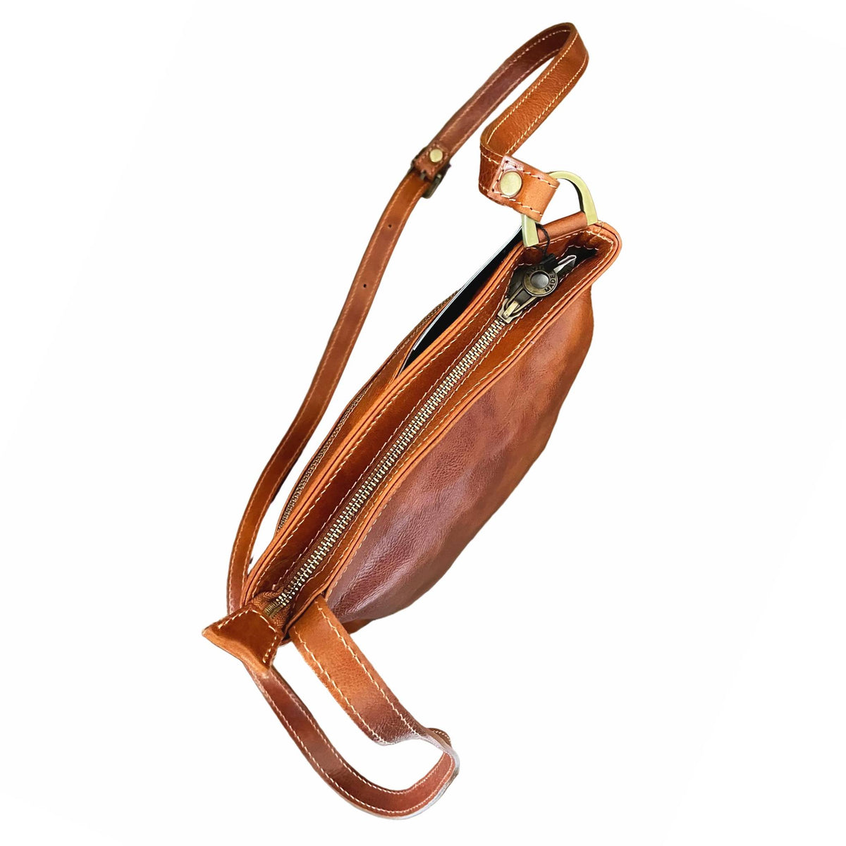 sopra borsello west in pelle cuoio naturale da uomo borsa in cuoio artigianale made in italy cuoieria italiana