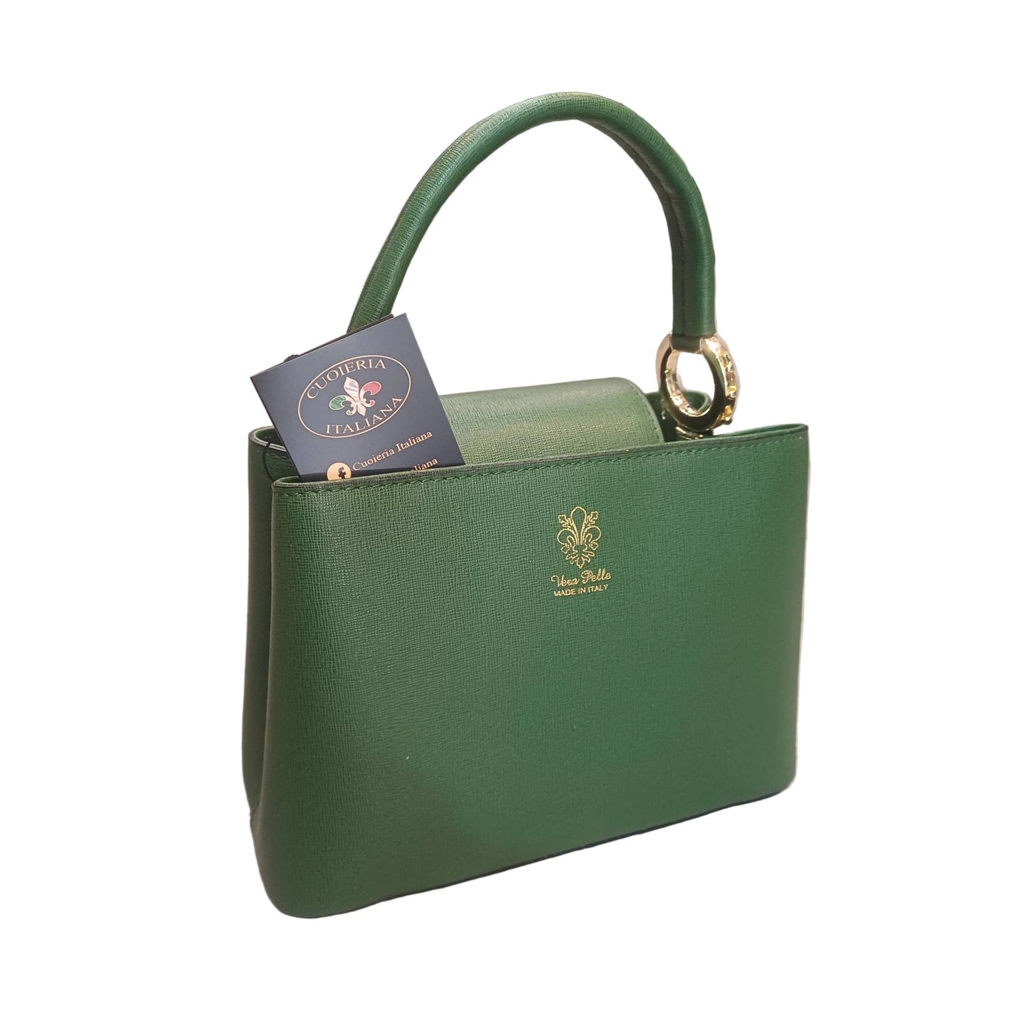 stellaris borsa a tracolla in pelle verde sottobosco media da donna artigianale made in italy cuoieria italiana
