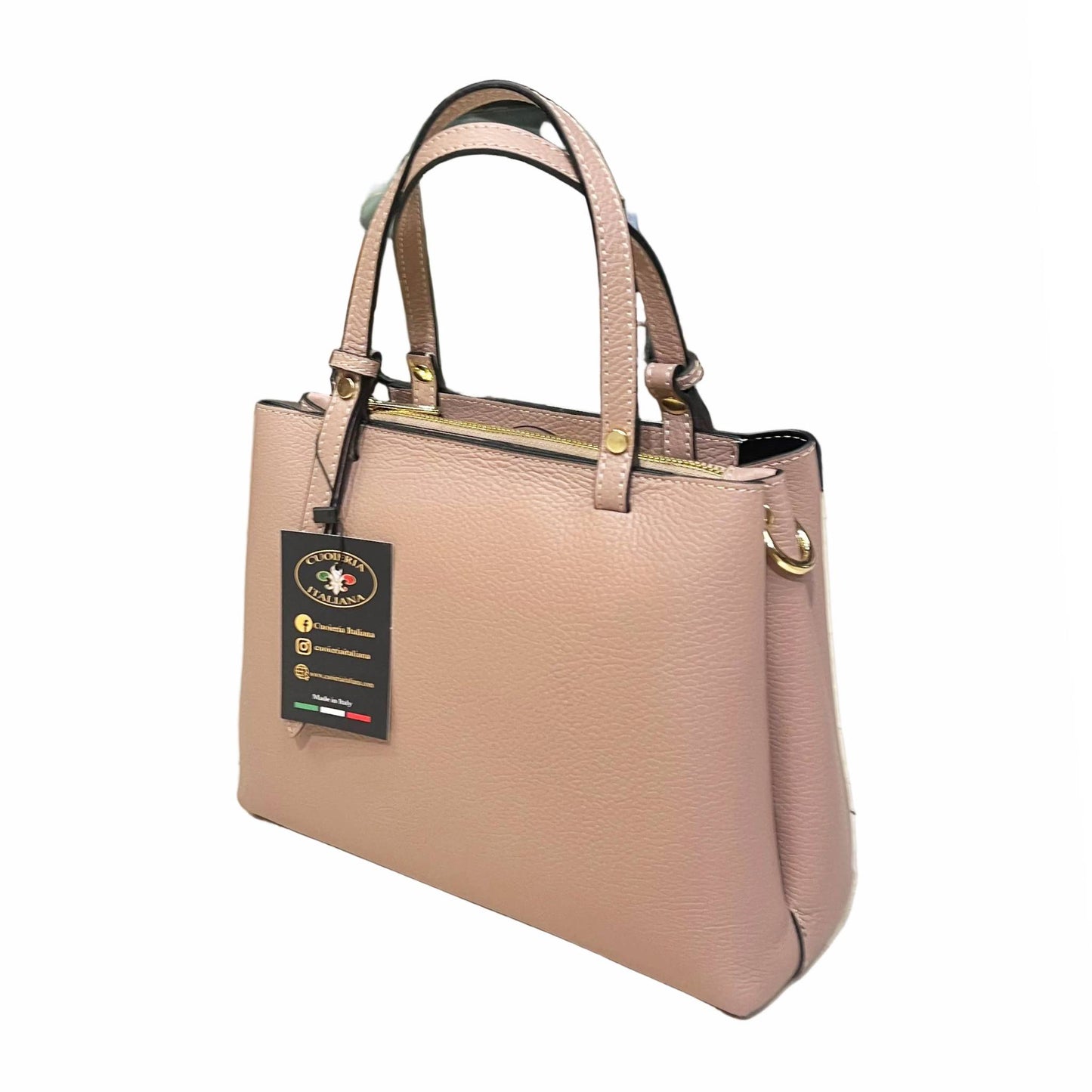 stellaris in vitello martellato rosa chiaro borsa a tracolla in pelle da donna artigianale made in Italy cuoieria italiana