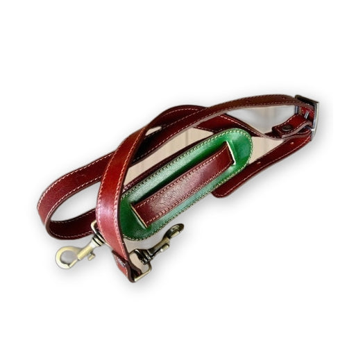 tracolla in pelle verde