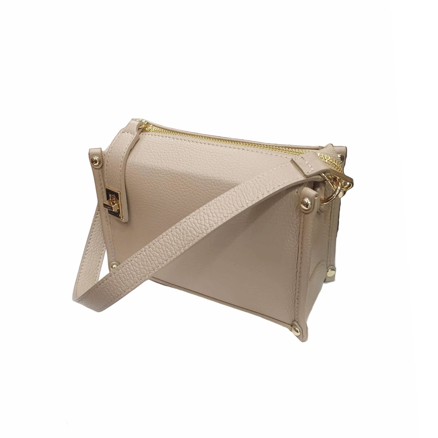uranus borsa a tracolla in pelle taupe chiaro da donna artigianale made in italy cuoieria italiana