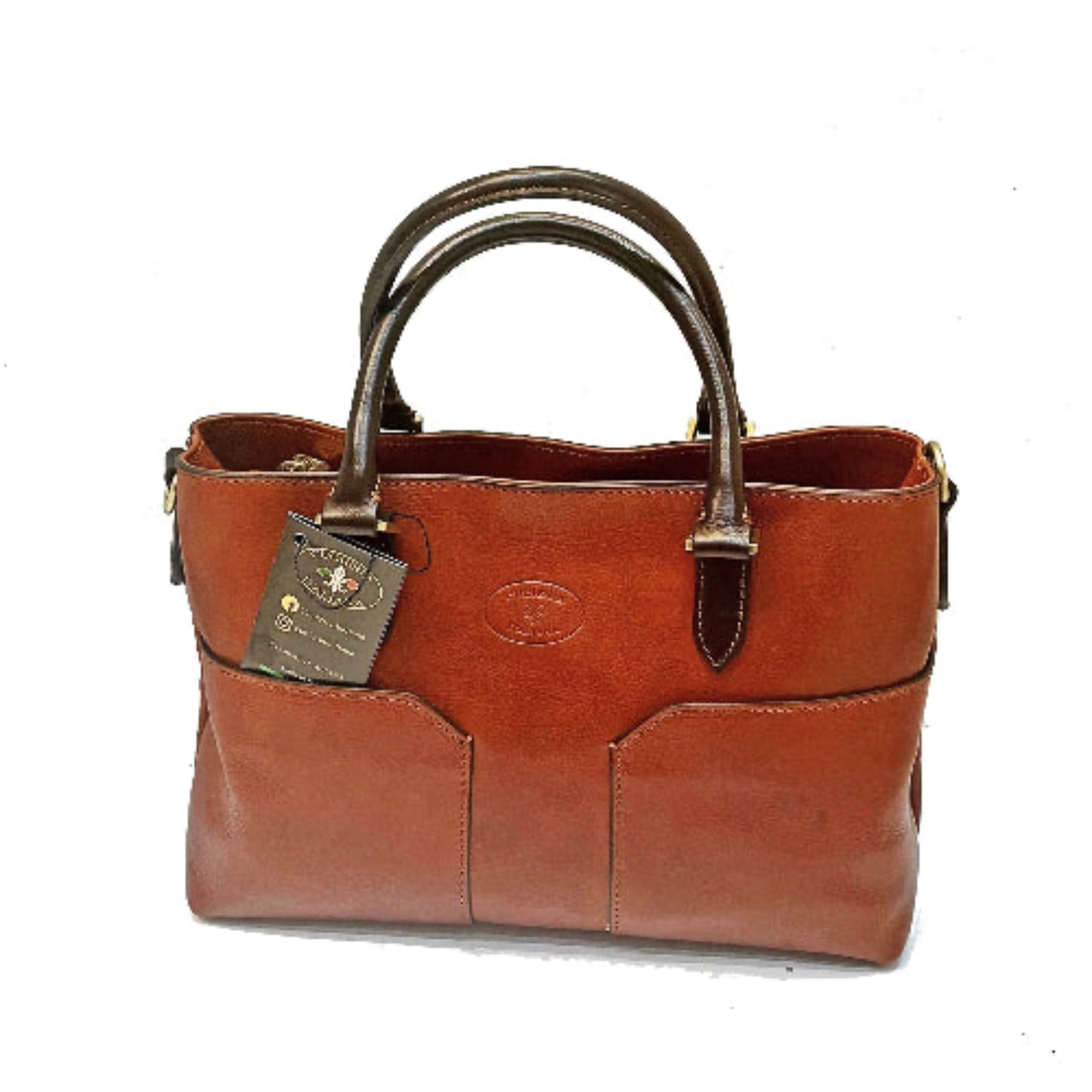 Bauletto moderno in pelle cuoio naturale