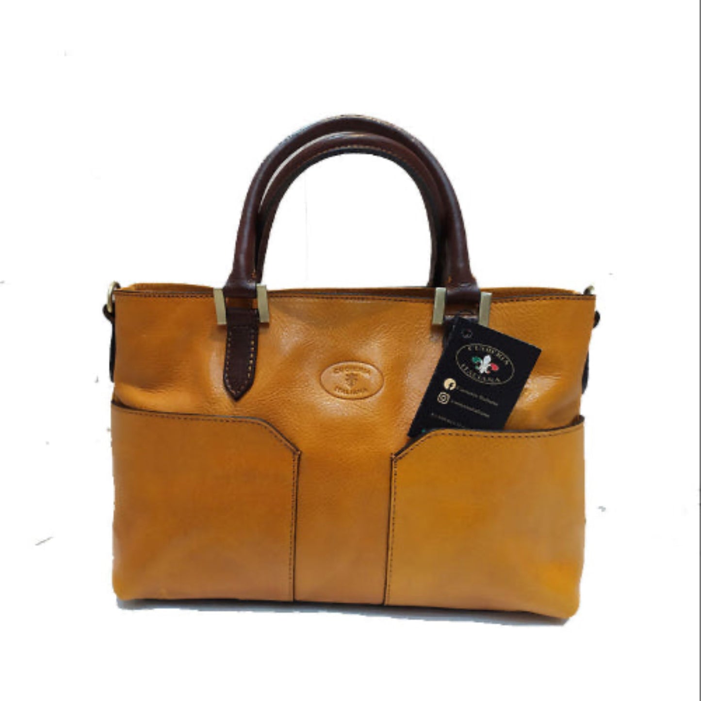 Bauletto moderno in pelle giallo