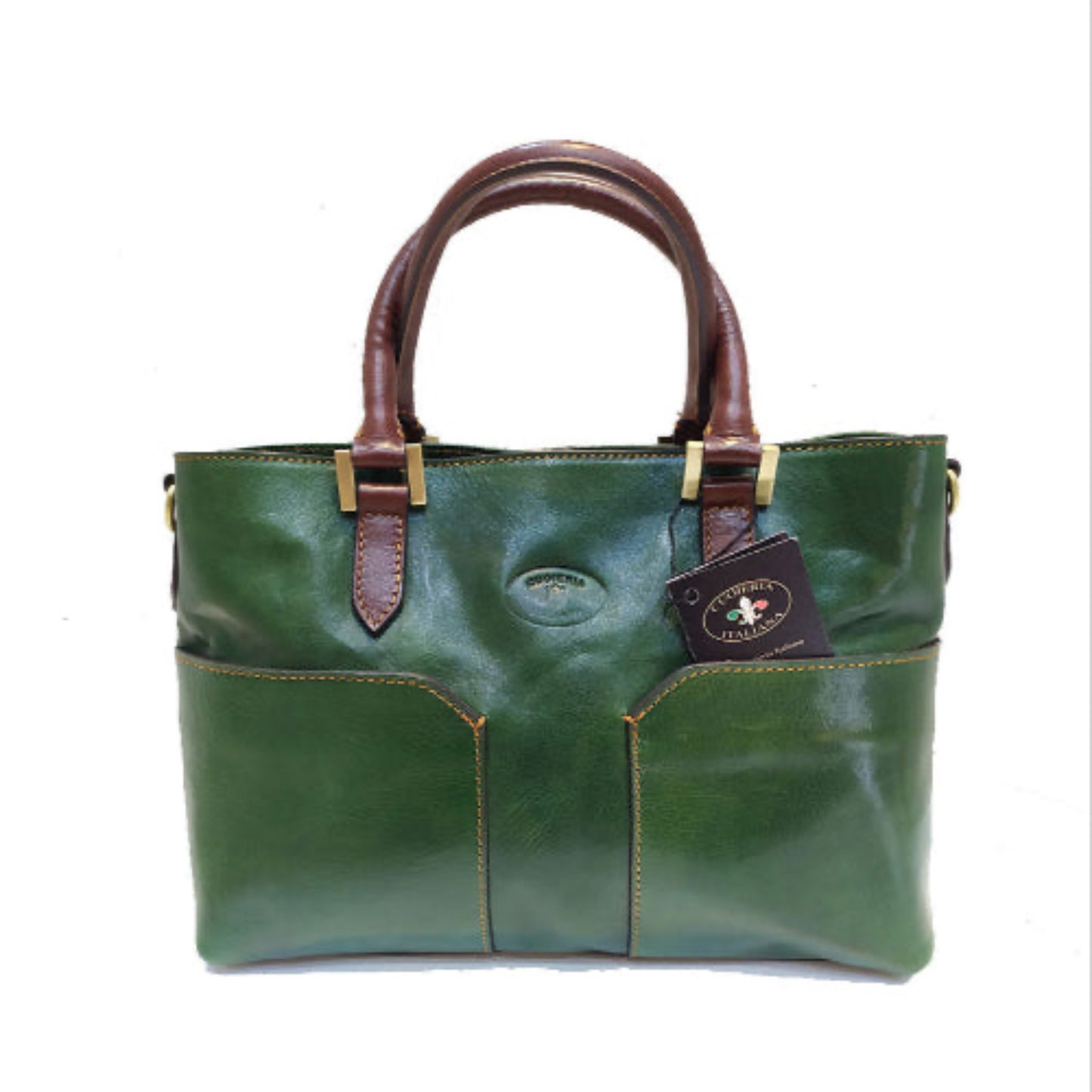 Bauletto moderno in pelle verde
