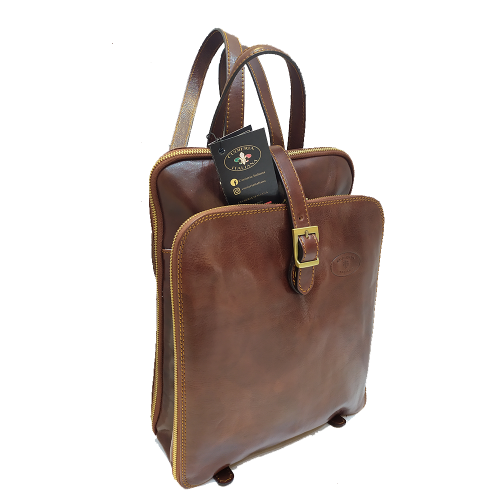 Zaino grande a triplo scomparto in pelle | Zaino uomo donna Made in Italy – Cuoieria Italiana