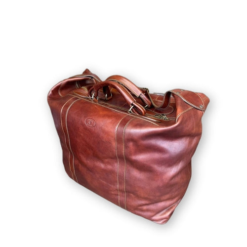 Large natural leather travel bag