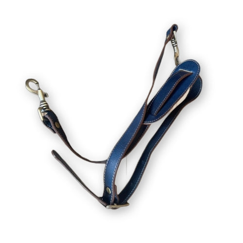 Blue leather duffel bag with tricolour for hand luggage