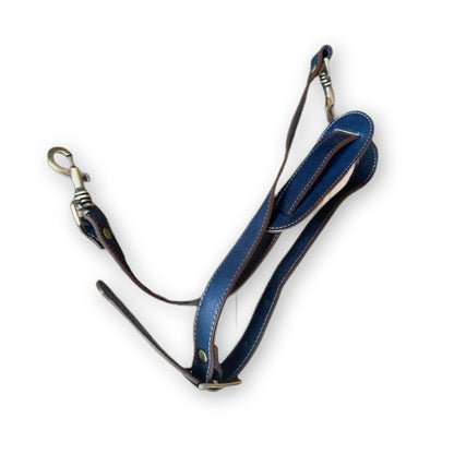 Blue leather duffel bag with tricolour for hand luggage