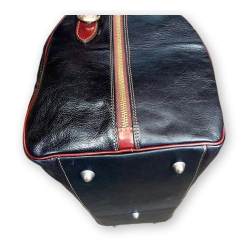 Black Leather Carry-On Duffel Bag